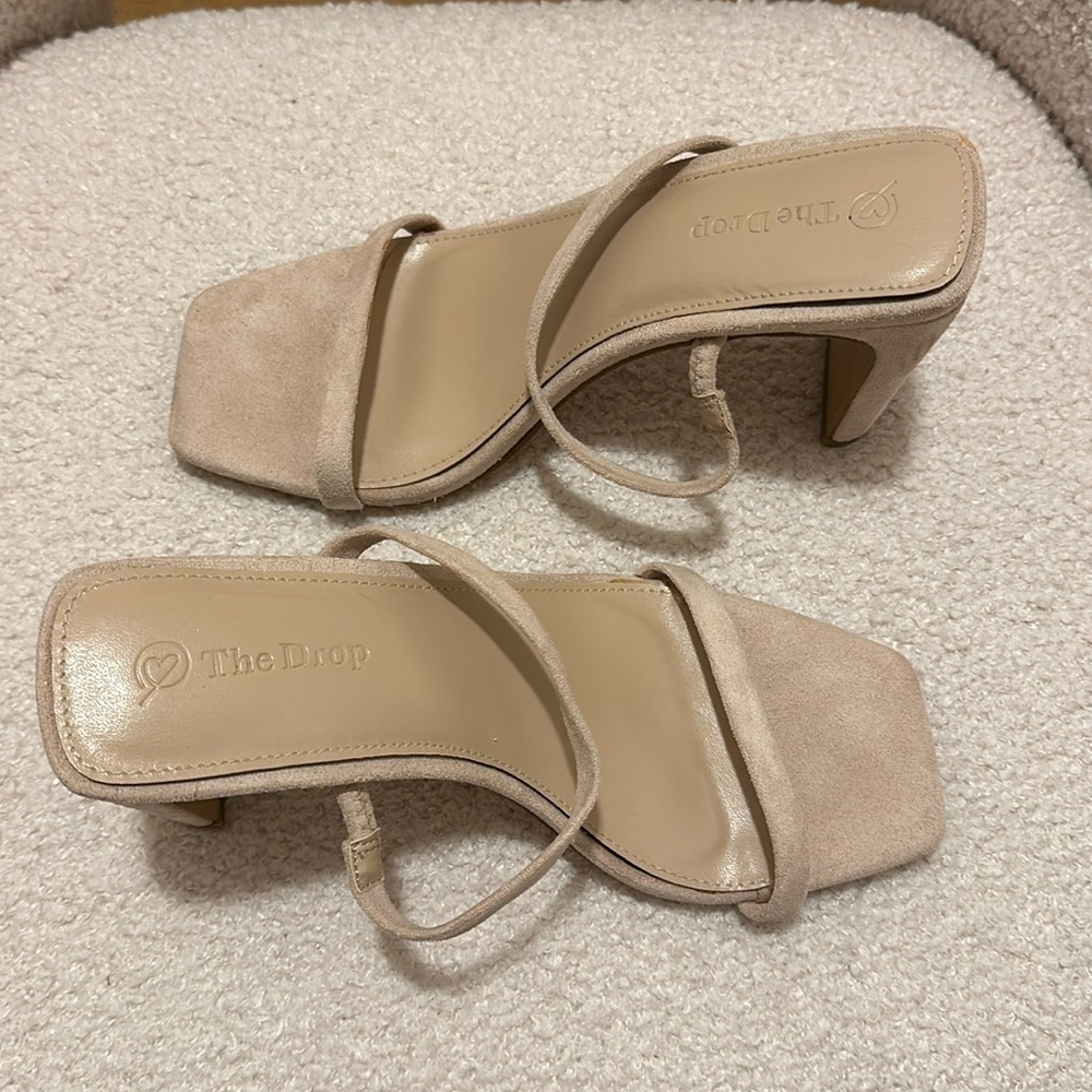 Light pink suede mules